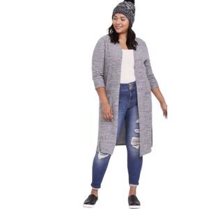Torrid Super Soft Plush Heather Grey Open Cardigan Duster Size 0X